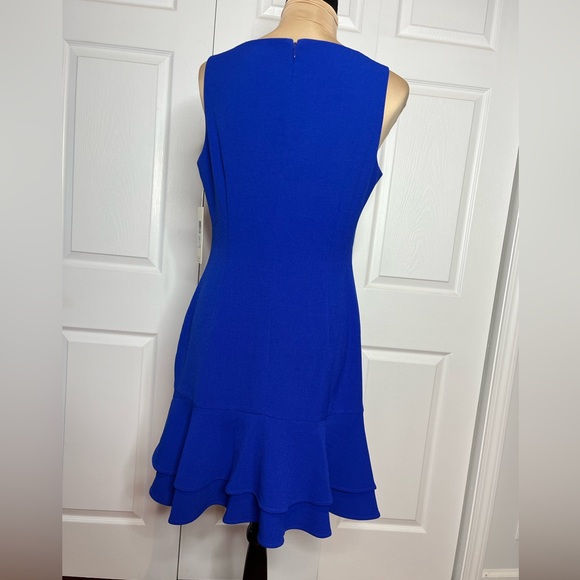 Eliza J Royal Blue sheath ruffled hem V-Neck Mini cocktail Dress, NWT, size 8 - Picture 4 of 17